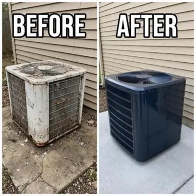 HVAC AC Unit Replacement Before and After